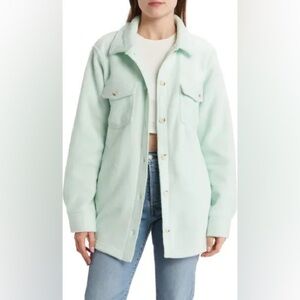 THREAD & SUPPLY Polar Fleece Shacket Light Sage NEW
